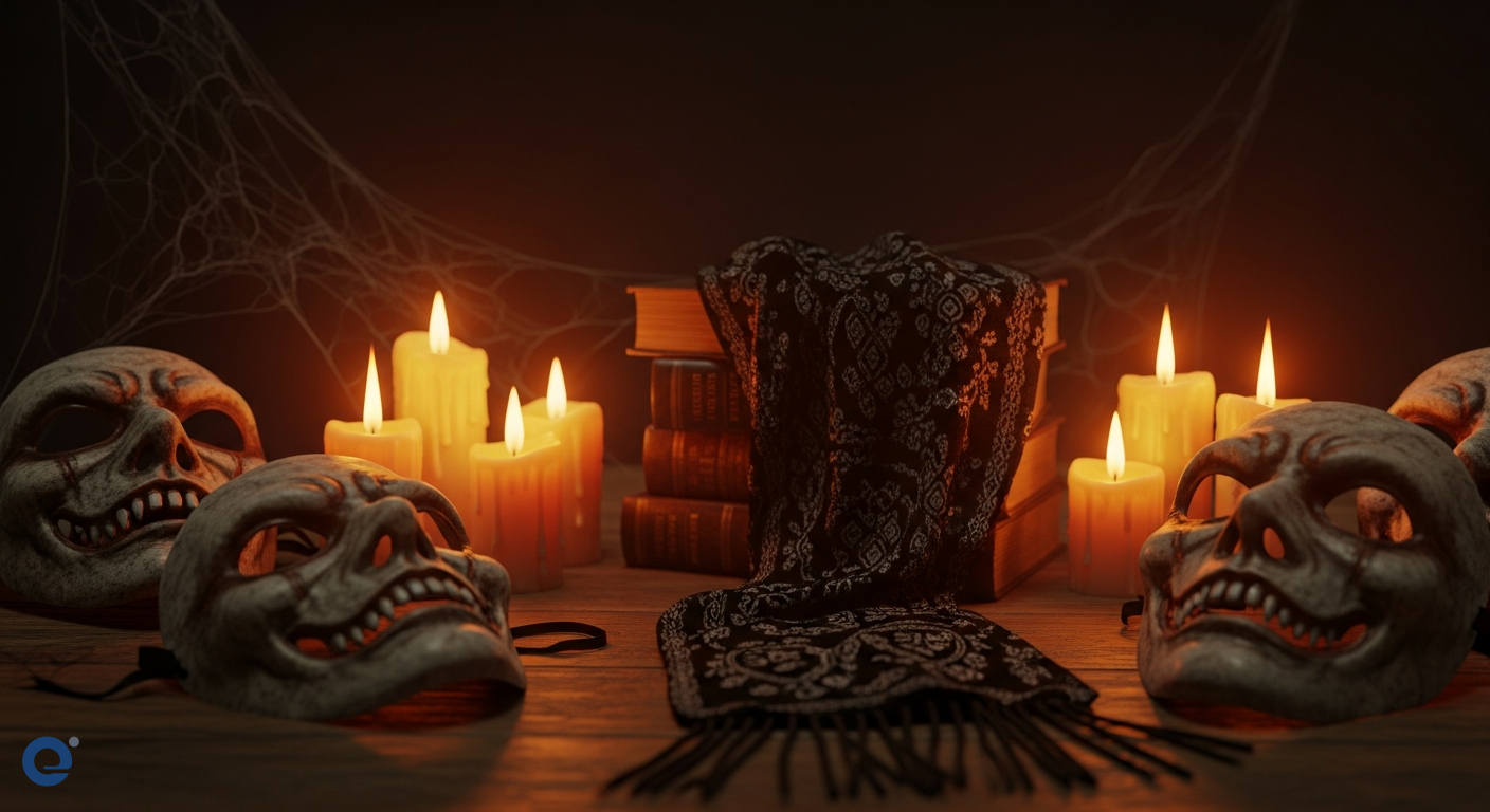 Phụ kiện ma mị: Mặt nạ, nến LED, khăn trăng tạo không khí Halloween