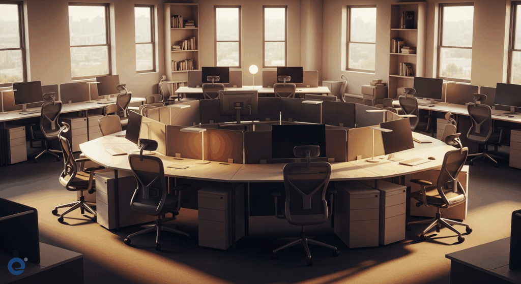 Setup văn phòng: Ánh sáng & Bố trí vòng tròn hiệu quả