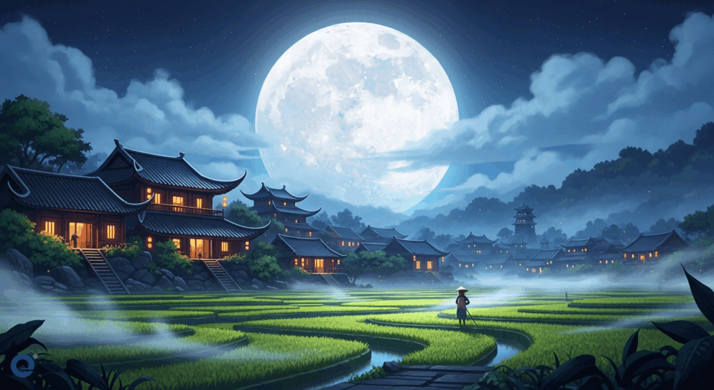 Tạo Không Gian Ma Mị: Tải Ngay Background Làng Dưới Trăng